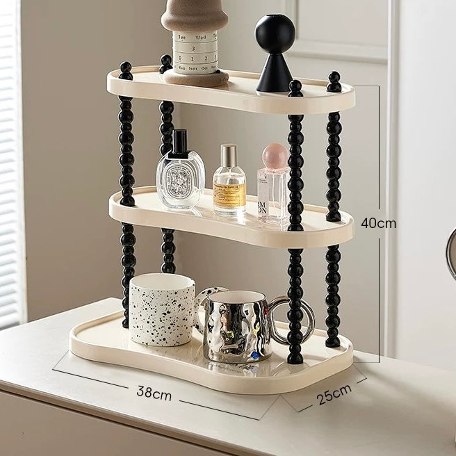 Creamy Style Desktop Storage Rack - Multi-Layer | Ideal for Organizing Cups and Cosmetics