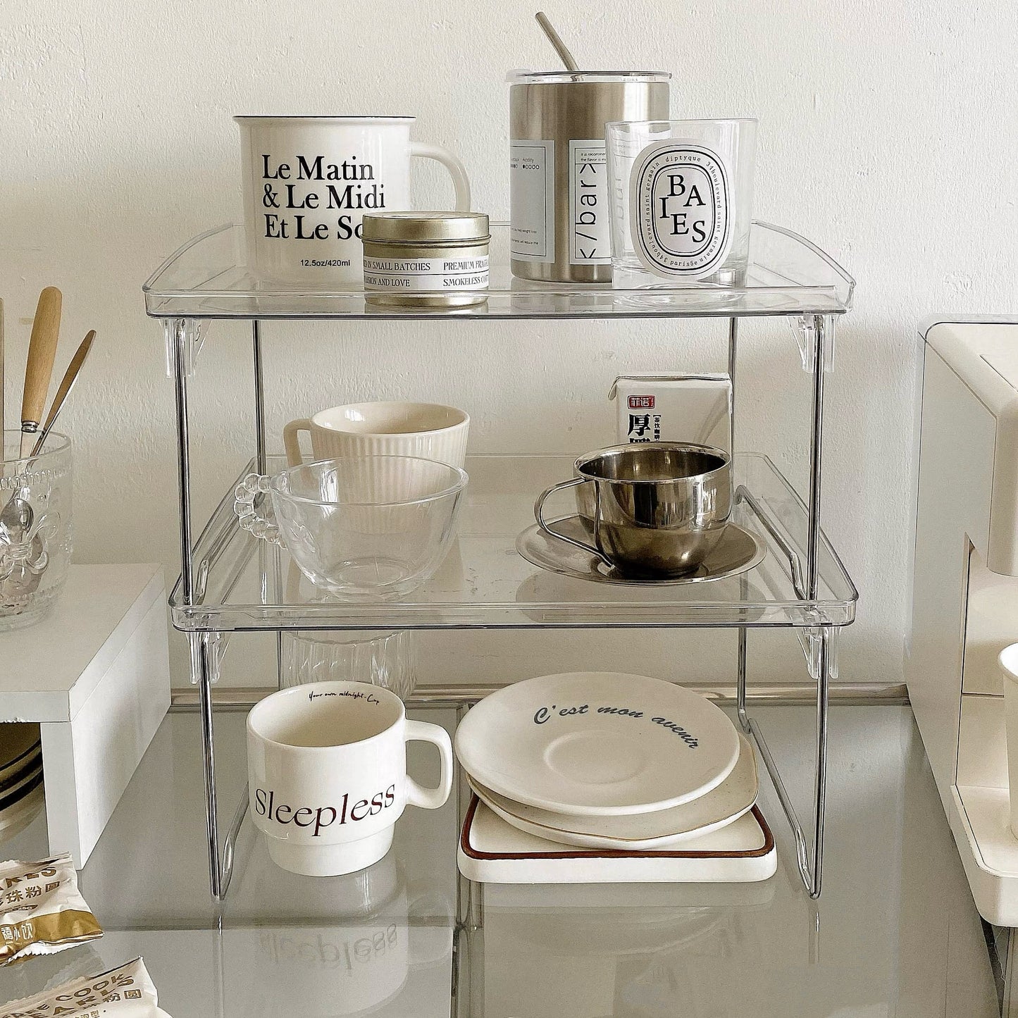Minimalist Acrylic Cup Storage Rack – Foldable & Stackable Organizer