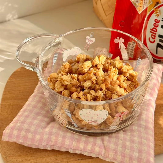 Spring Romance Glass Dessert Bowl | Perfect for Yogurt & Salad