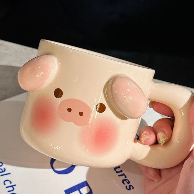 Peachy Pig and Appley Pup Ceramic Mug, 400ML Capacity