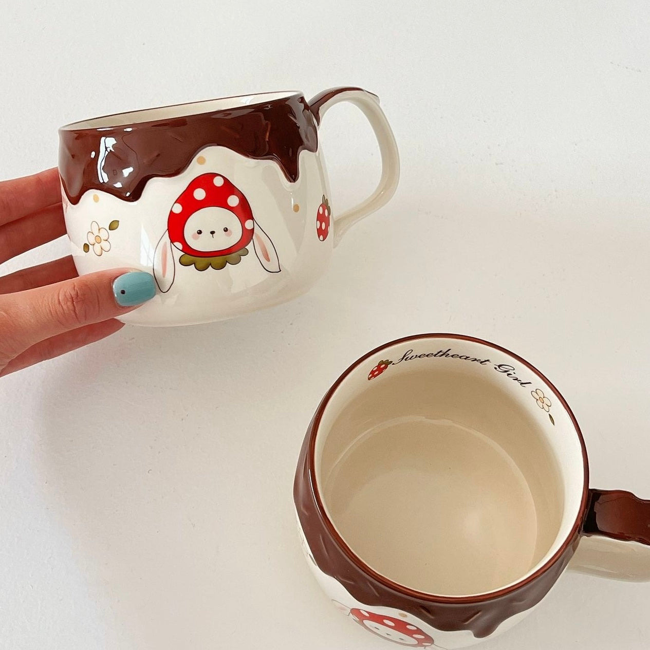 Chocolate Strawberry Bunny Ceramic Mug – 400ML