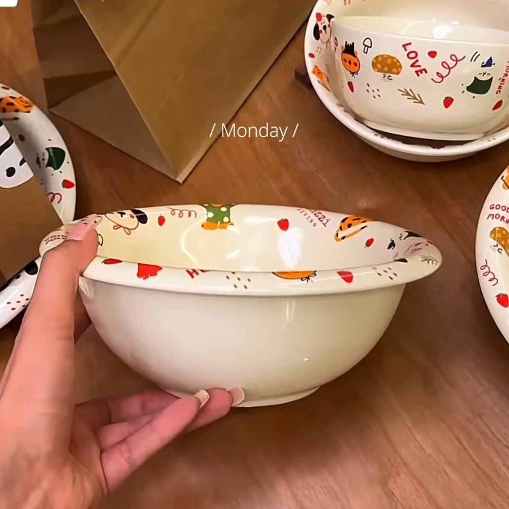 Colorful Fairytale Ceramic Bowls – Yogurt Bowl & Ramen Bowl Options | 700ml & 1000ml Capacity,