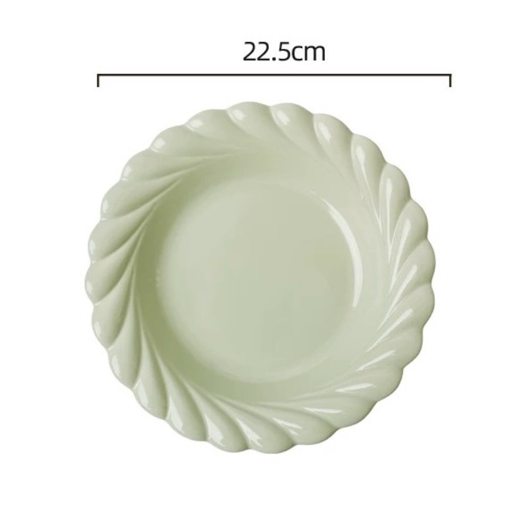 Pastel Spring Dinnerware Set – Cream & Green