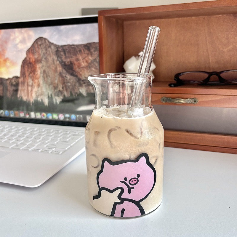 Cute Piggy Glass Pitcher Set – Cute 4-Piece Gift Box