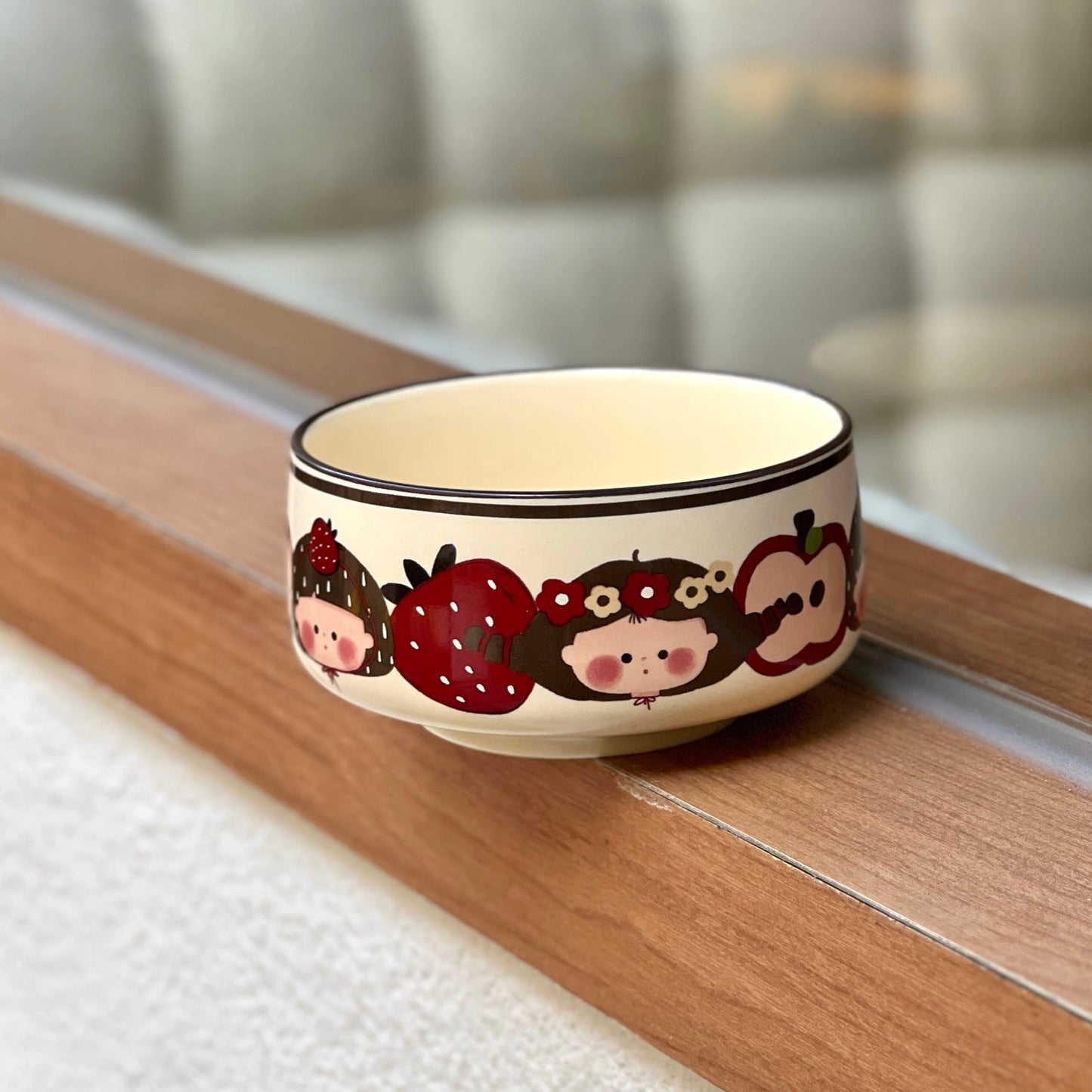 Apple Girl Hand-Painted Ceramic Cereal Bowl – 350ML