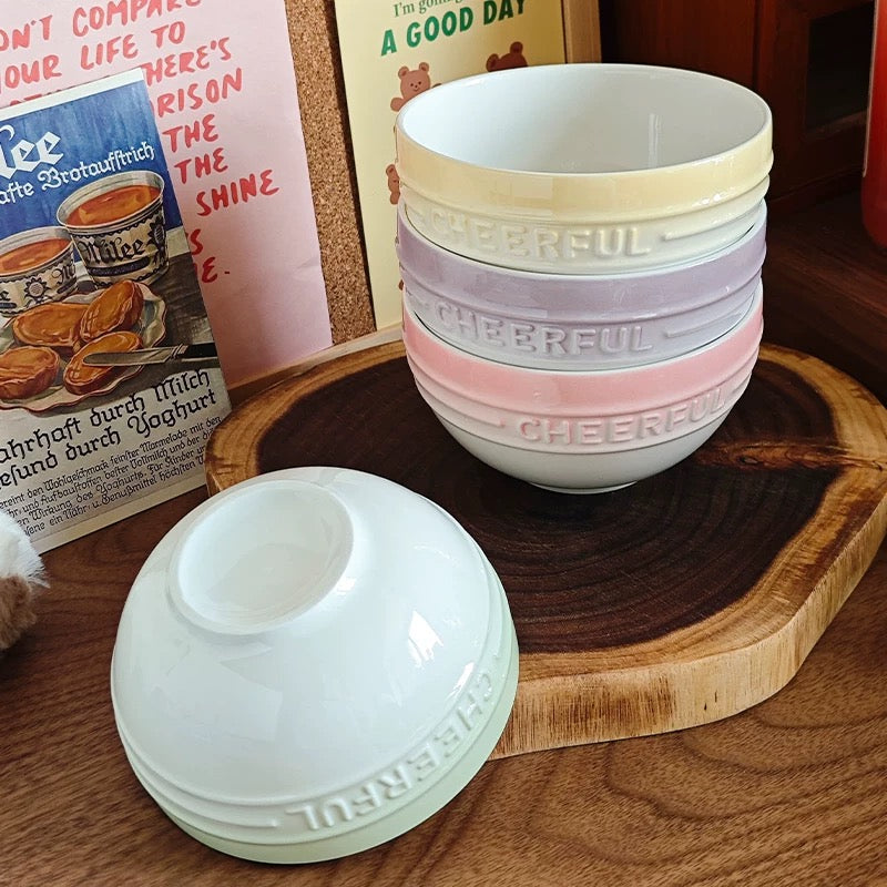 Macaron Gradient Cereal Bowl Set - Set of 4 | 4.5-Inch Pastel Ceramic Bowls