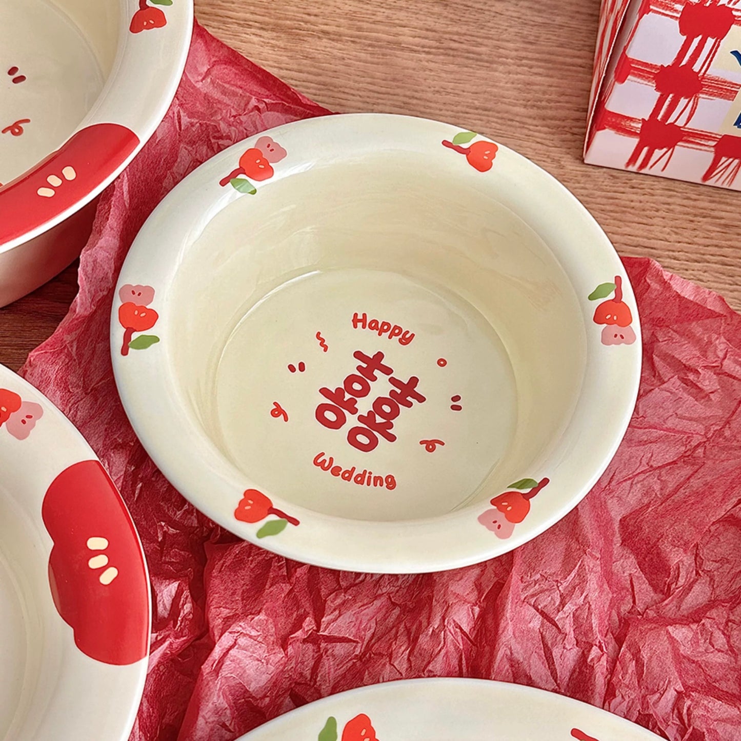 Double Happiness Wedding Ceramic Tableware Gift Set - Set of 8
