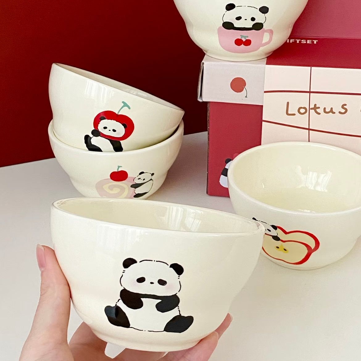 Lucky Panda Ceramic Bowl Gift Set - Set of 5
