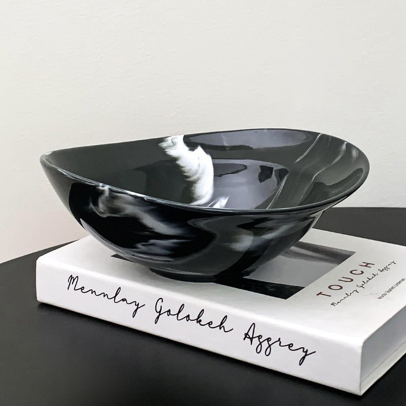 Marble Pattern Ceramic Salad Bowl – 700ML
