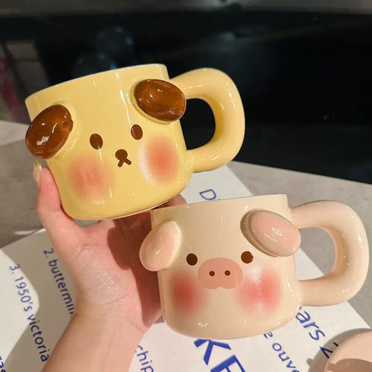 Peachy Pig and Appley Pup Ceramic Mug, 400ML Capacity