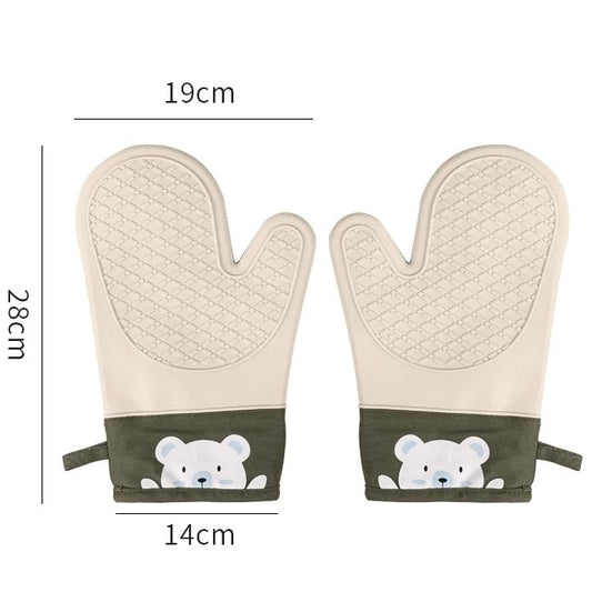 Cute Bear Heat-Resistant Silicone Oven Gloves - Set of 2