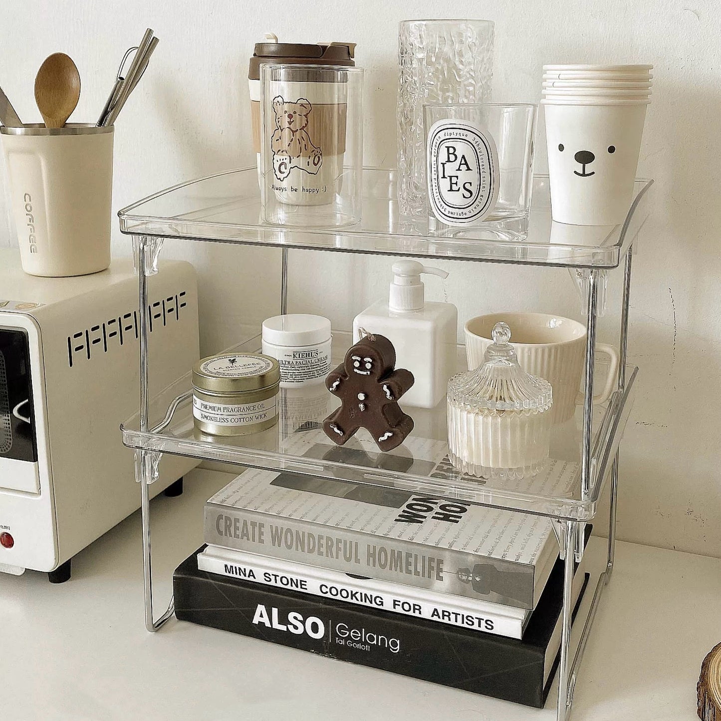 Minimalist Acrylic Cup Storage Rack – Foldable & Stackable Organizer
