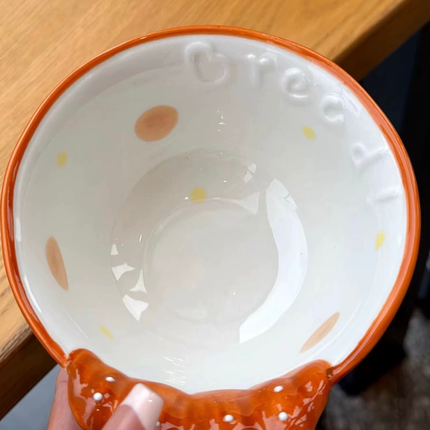 Cute Croissant-Handle Ceramic Bowl – Perfect for Yogurt & Cereal, 600ml Capacity