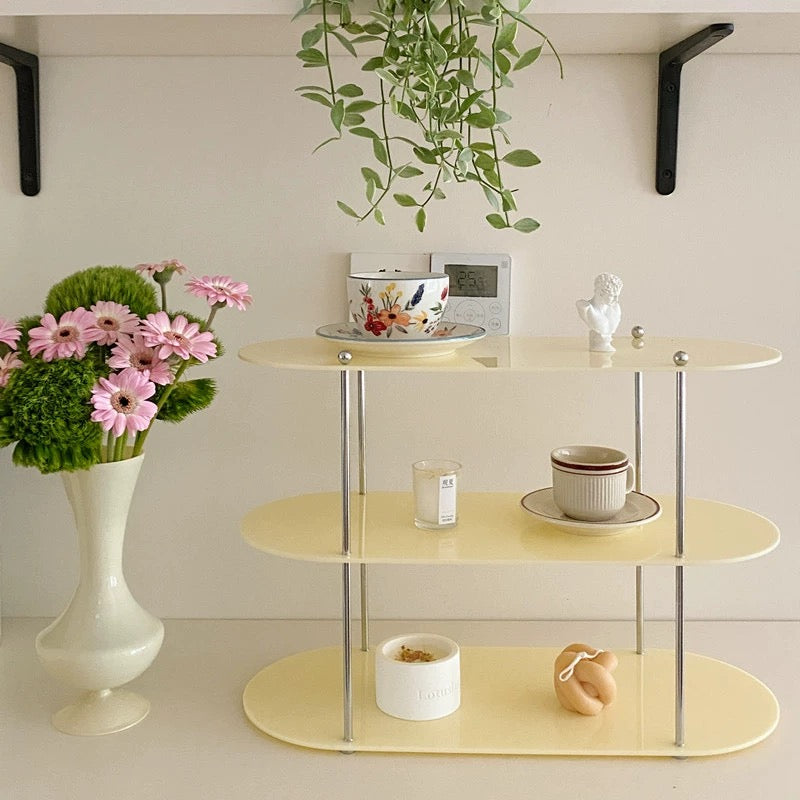 Ivory White Three-Tier Acrylic Storage Shelf