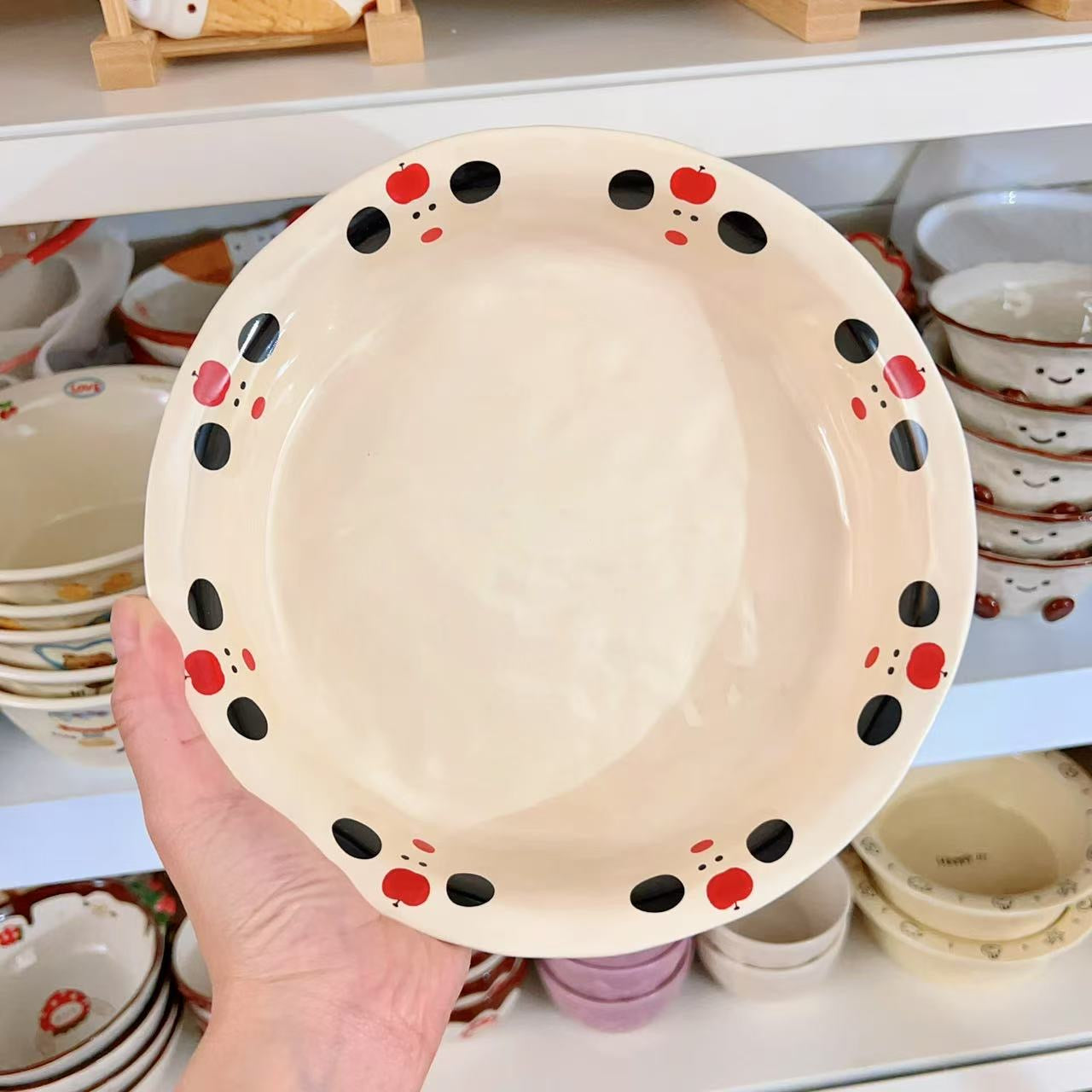 Apple Dog Ceramic Deep Plate, 8.5-Inch