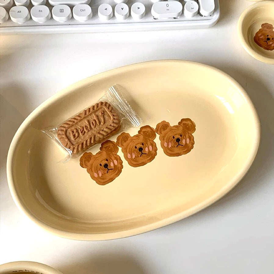 Emo Bear Oval Ceramic Plate, 10-Inch