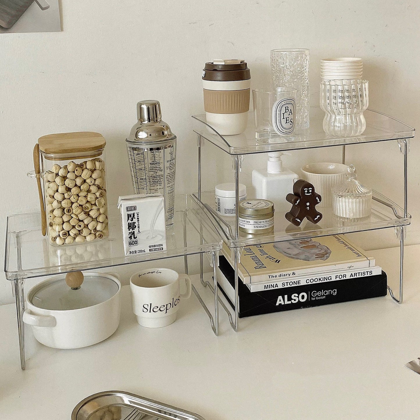 Minimalist Acrylic Cup Storage Rack – Foldable & Stackable Organizer