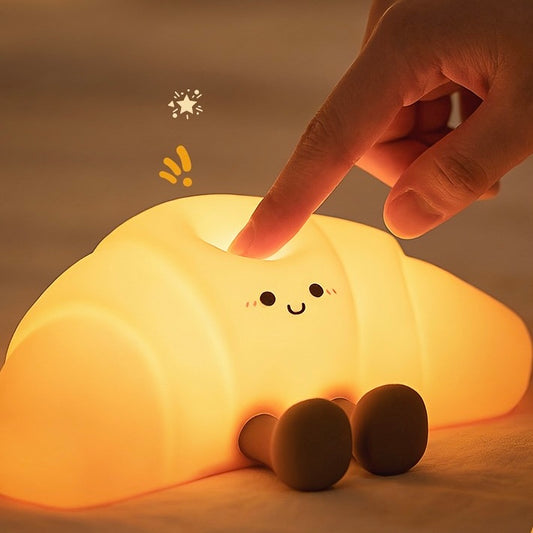 Cute Croissant Tap Night Light | Adjustable Brightness, USB Charging