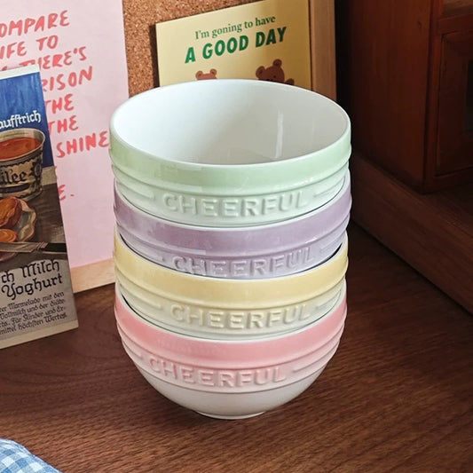 Macaron Gradient Cereal Bowl Set - Set of 4 | 4.5-Inch Pastel Ceramic Bowls
