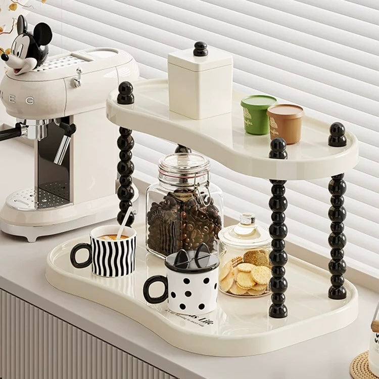 Creamy Style Desktop Storage Rack - Multi-Layer | Ideal for Organizing Cups and Cosmetics