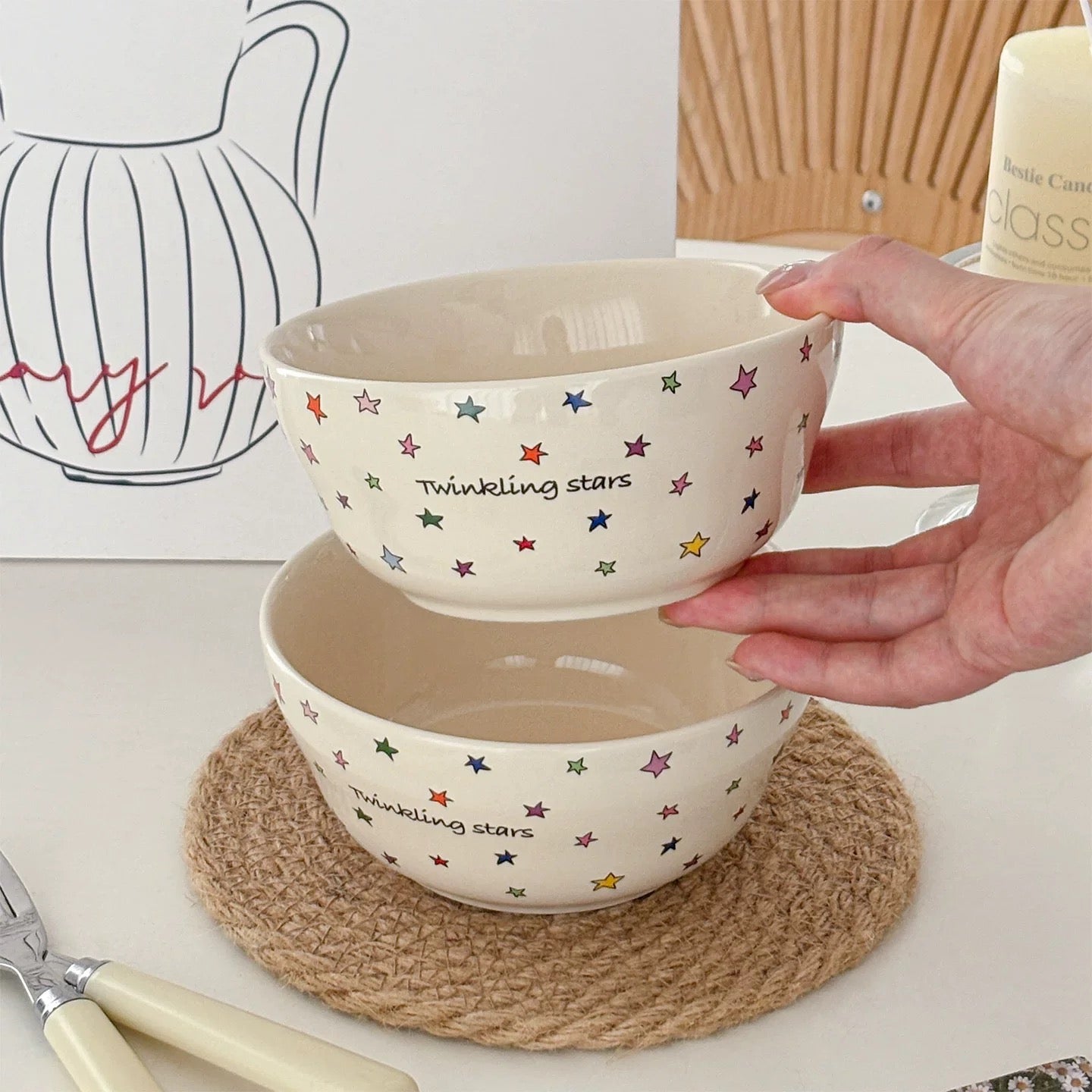 Twinkling Star Ceramic Cereal Bowl, 400ML