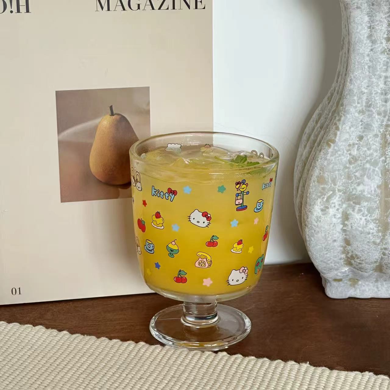 Cute Kitty Footed Glass Cup - 300ML