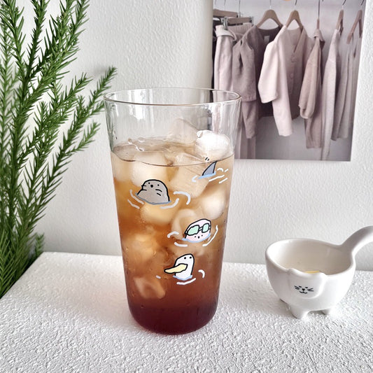 Swimming Animals Glass Cup – 500ML Capacity
