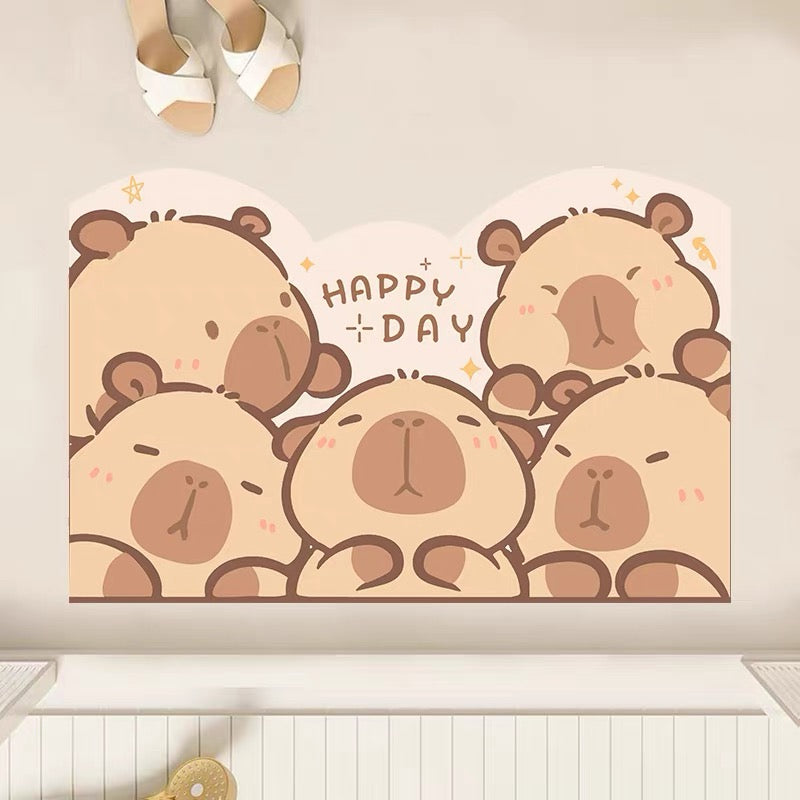 Happy Day Capybara Bathroom Absorbent Mat - Size 40x60cm/50x80cm