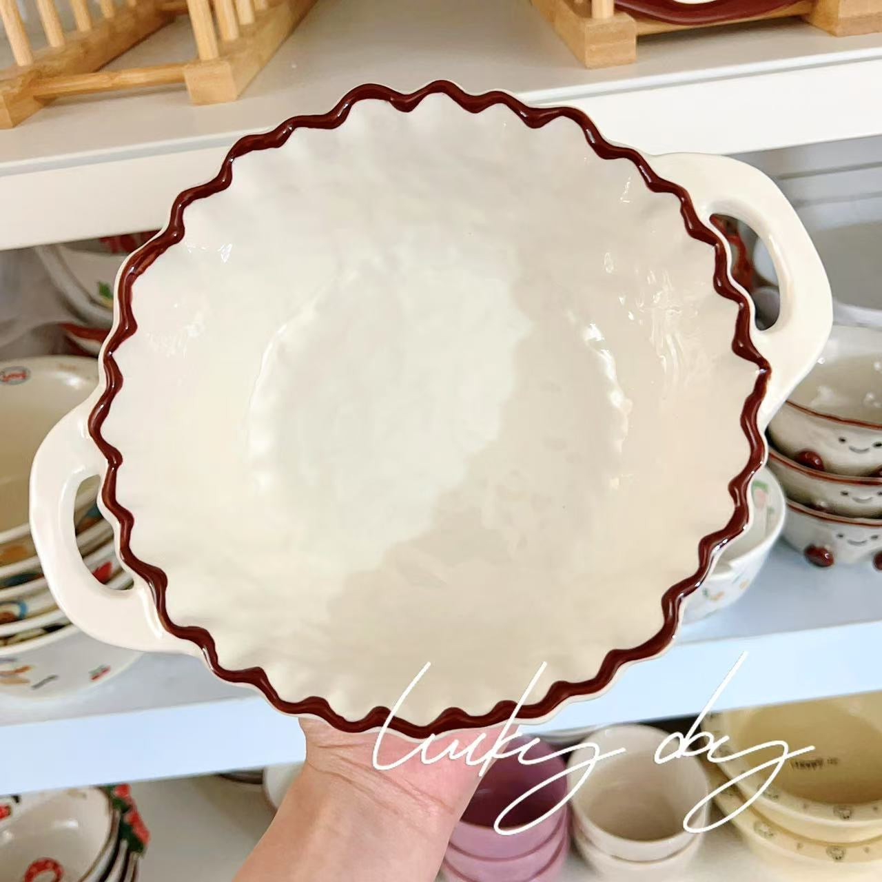 Cocoa Bean Ceramic Ramen Bowl with Handles – 780ML