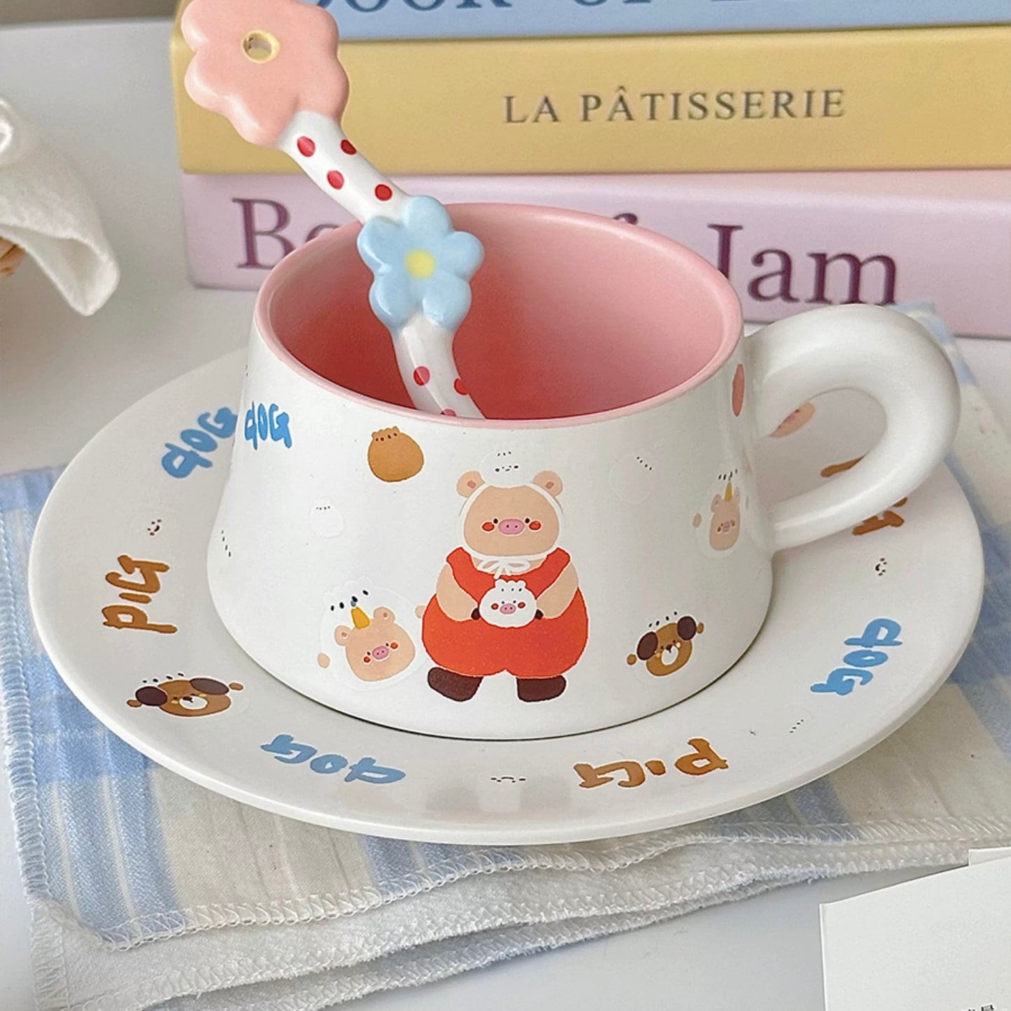 Creamy Piggy Ceramic Coffee Mug Set, 270ML Capacity