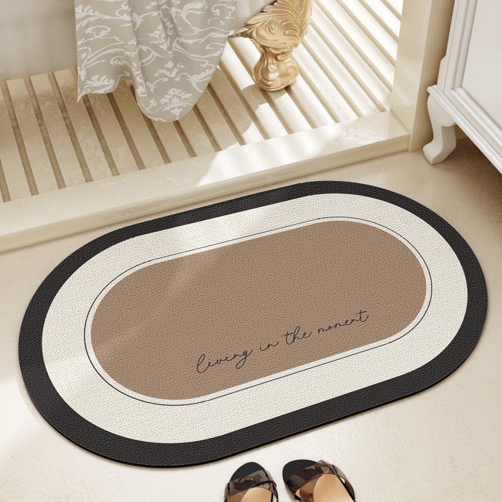 Black and White Bathroom Absorbent Mat - Size 40x60cm | Quick-Drying and Absorbent