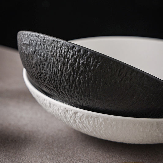 Stone Texture Matte Ceramic Dinner Plate - 2 Colors, 10-Inch