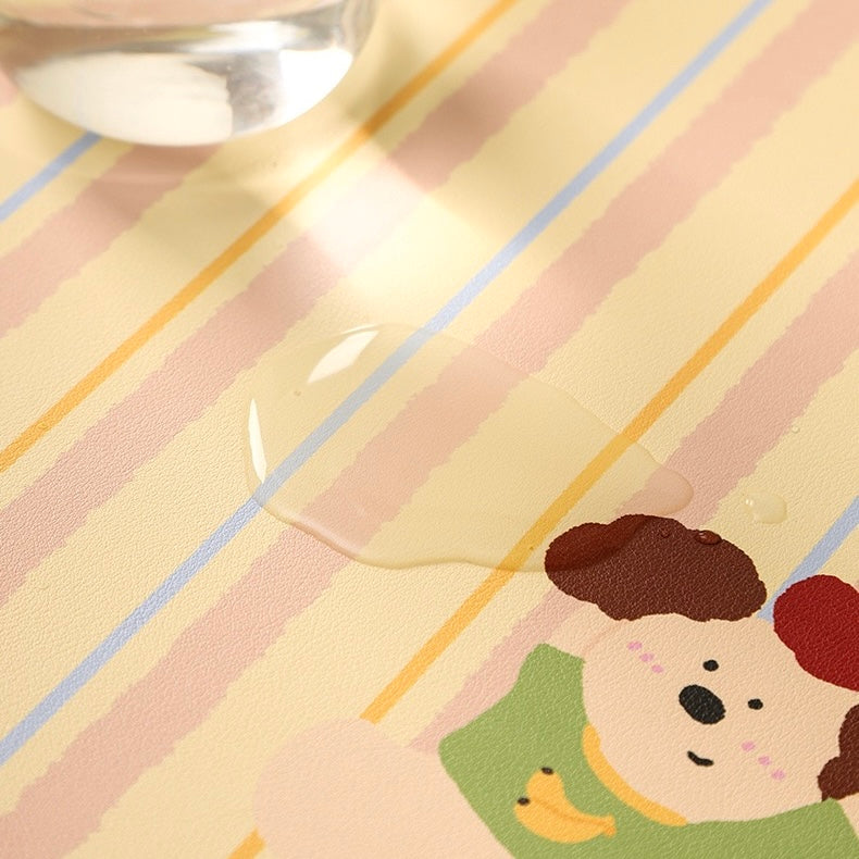 Colorful Puppy Leather Dining Table Mats, 45x30cm