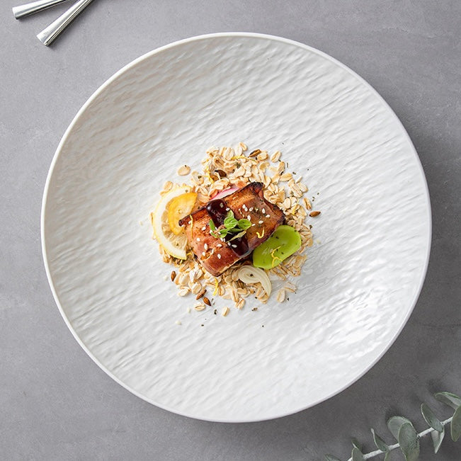 Sand Rock Texture Ceramic Plate | Minimalist Design, 10-Inch