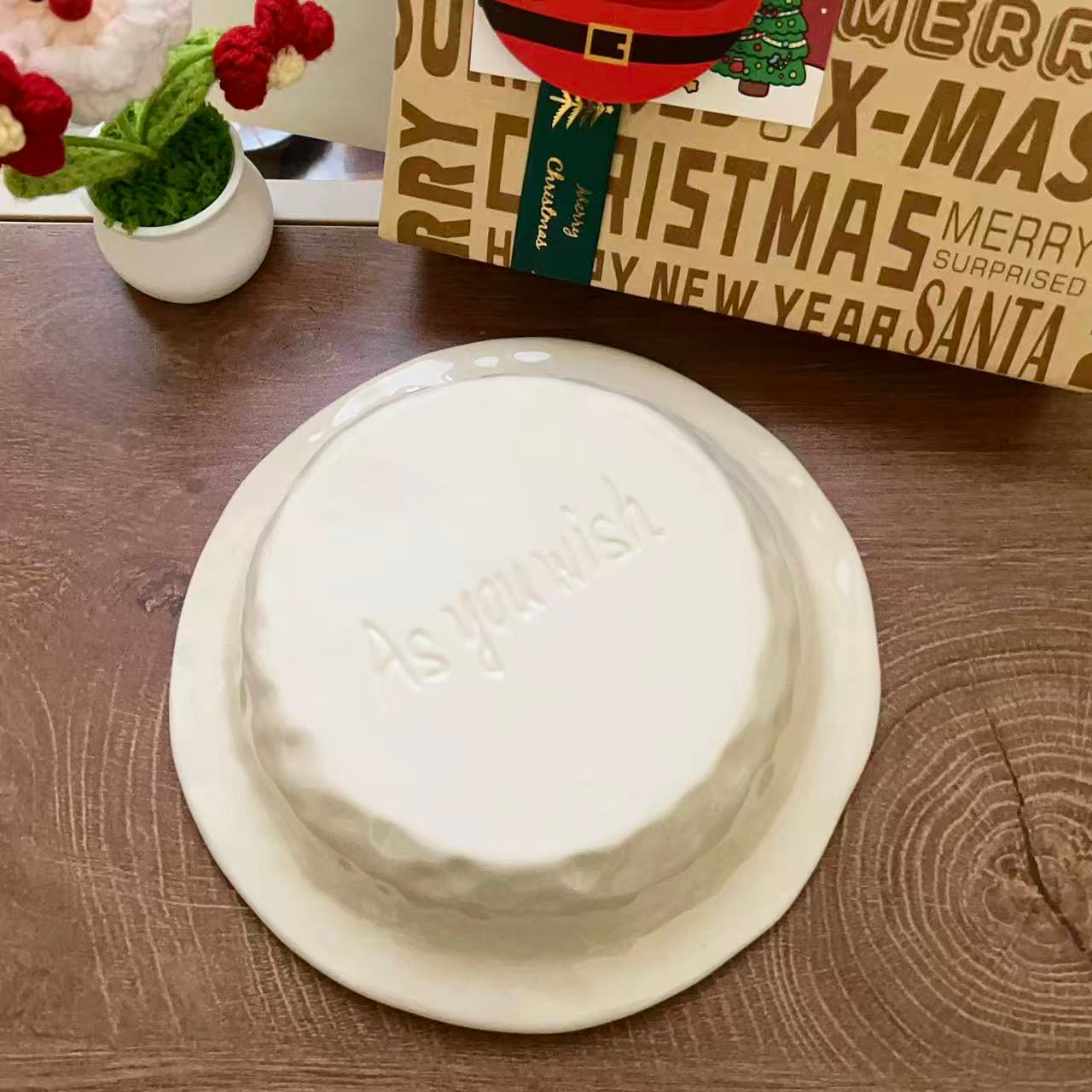 Cute Snowman Ceramic Deep Plate, 8.1-Inch | Christmas Gift