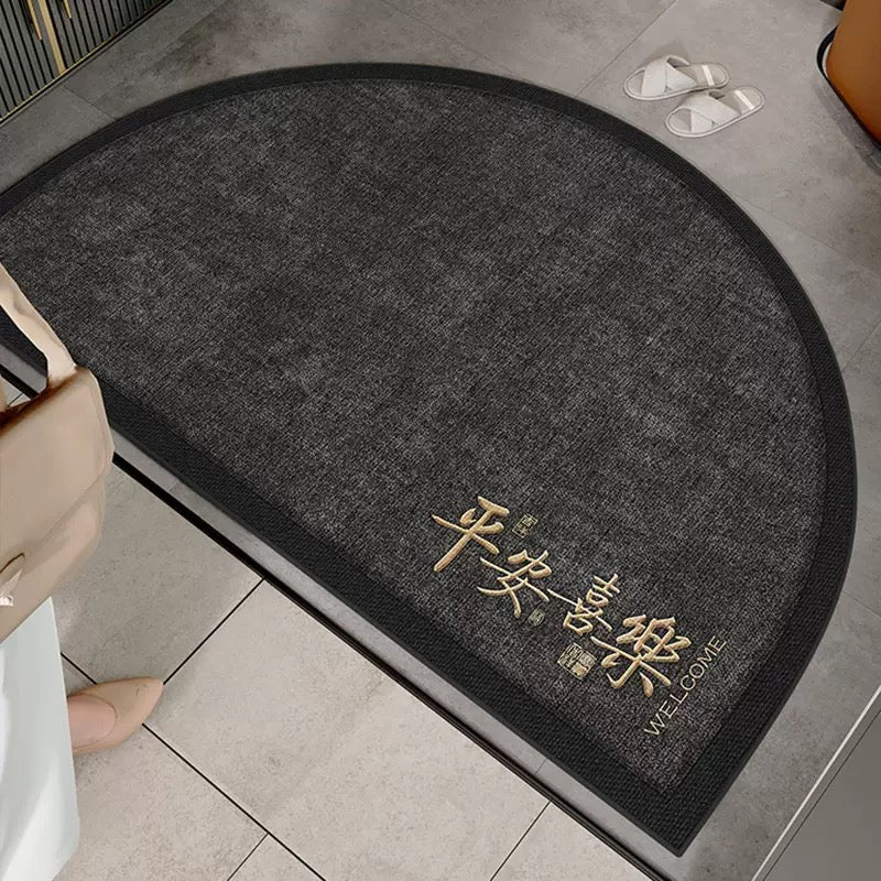 New Chinese Style “Peace and Joy” Half-Circle Indoor Rug - Size 80x120cm