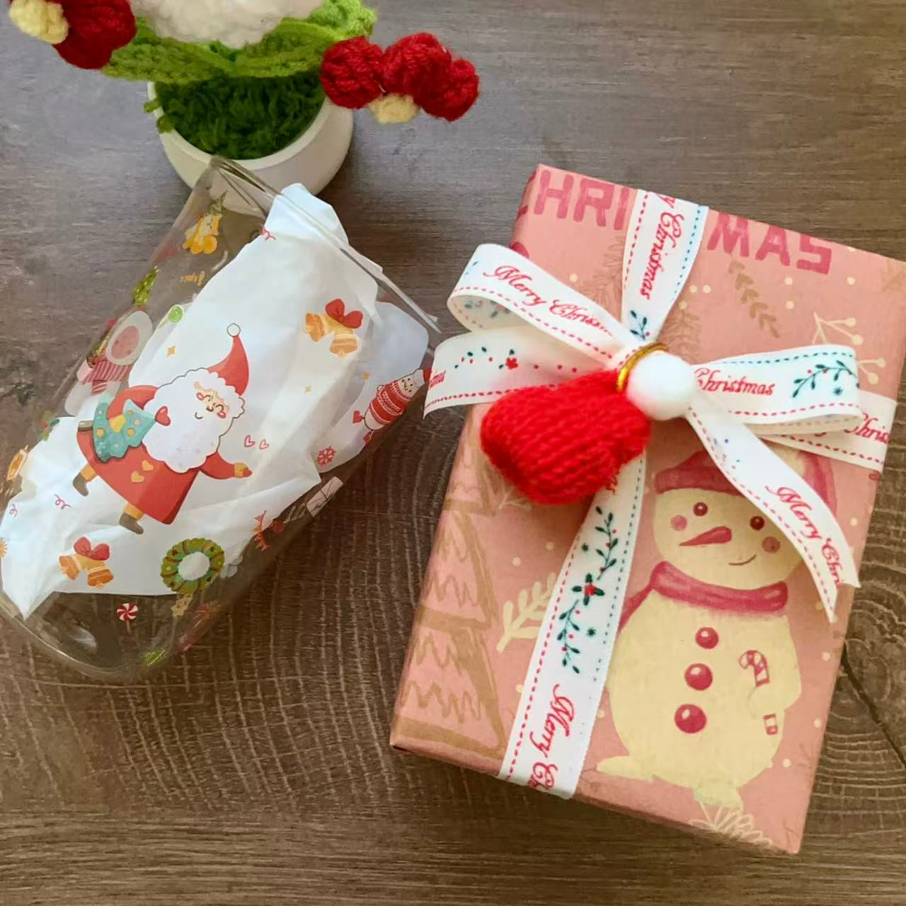 Cute Santa Claus Glass Cup - 350ML | Christmas Gift