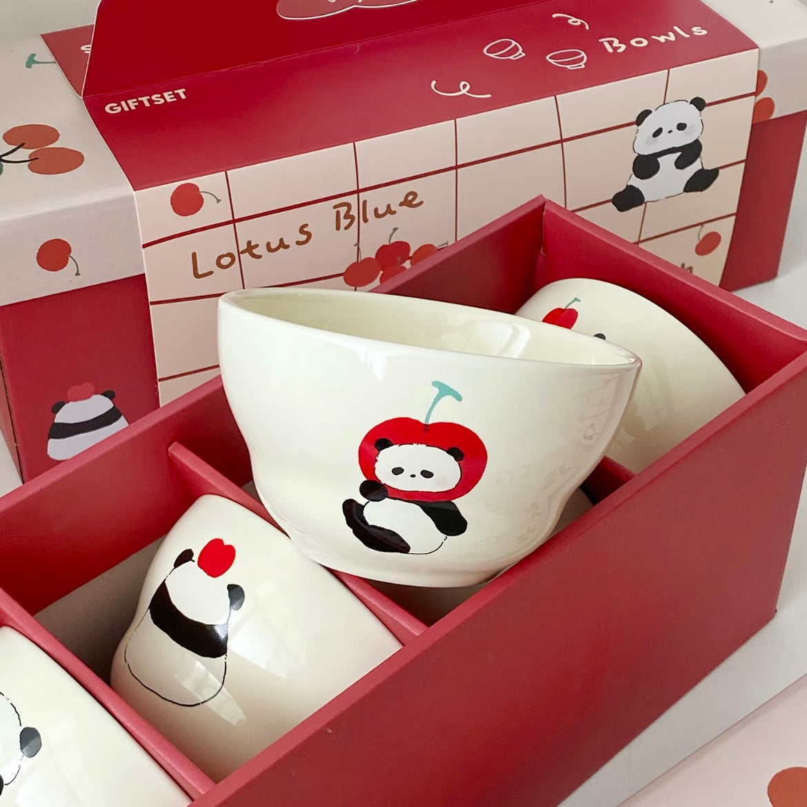 Lucky Panda Ceramic Bowl Gift Set - Set of 5
