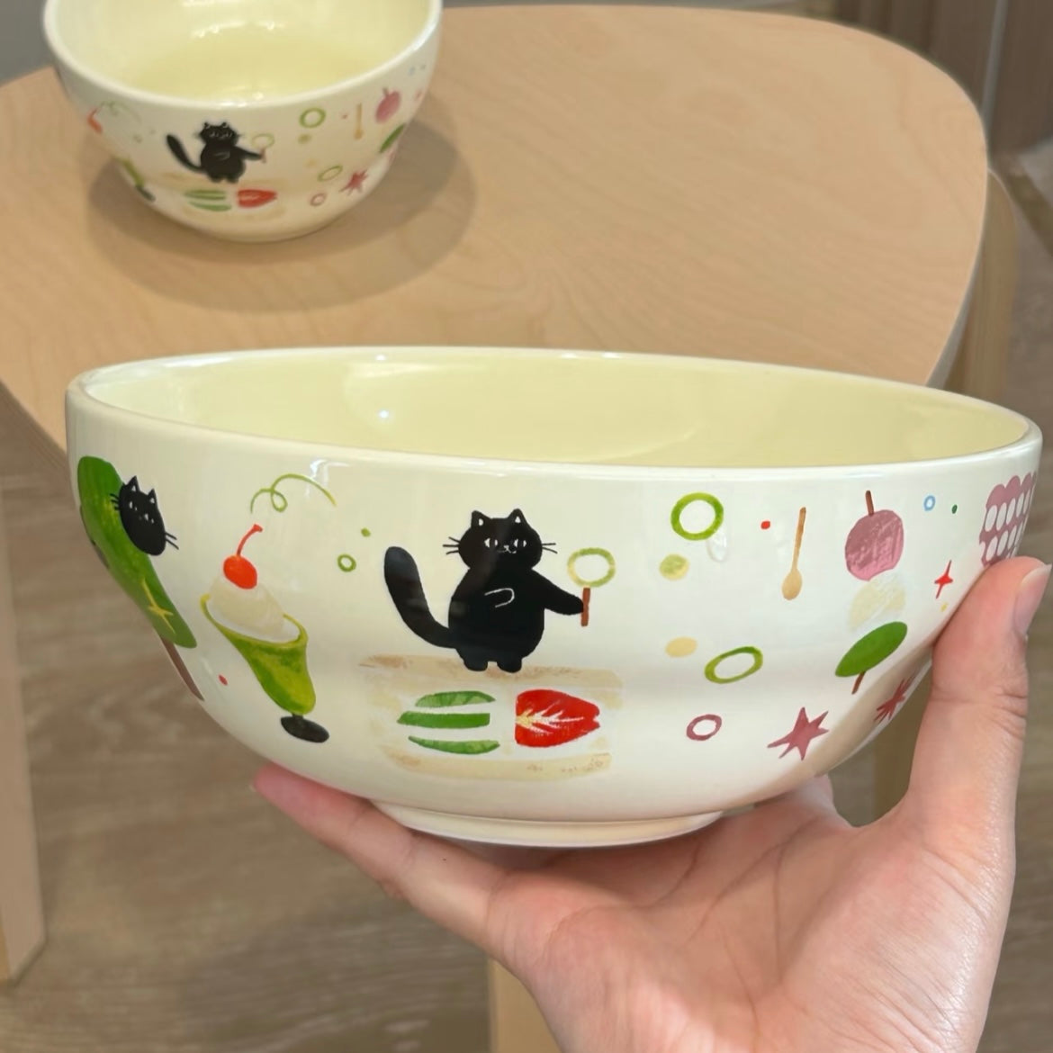 Black Cat Gourd-Shaped Ceramic Bowl - 400ML & 1500ML