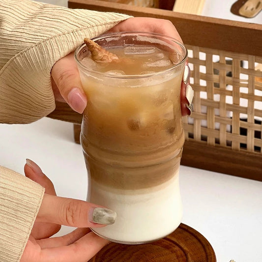 Bamboo-Shaped Glass Cup – 400ML Capacity