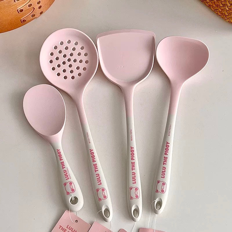Pink Silicone Solid Kitchen Utensils