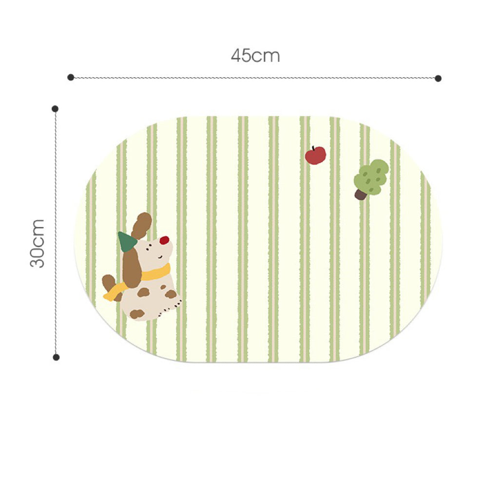 Colorful Puppy Leather Dining Table Mats, 45x30cm