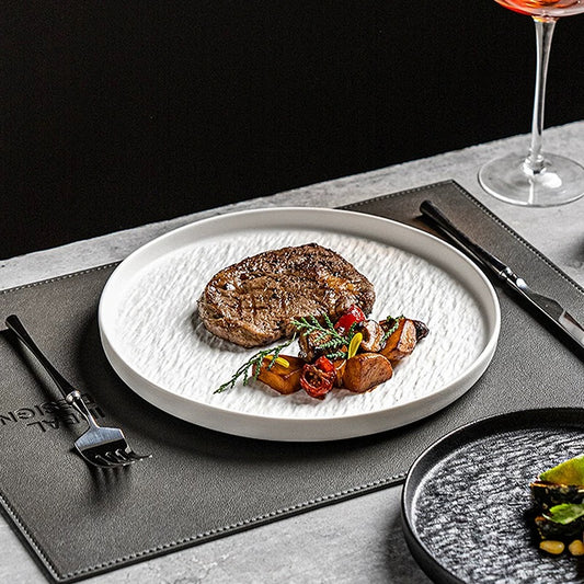 10-Inch Deep Ceramic Plate | Elegant Rock Pattern Design