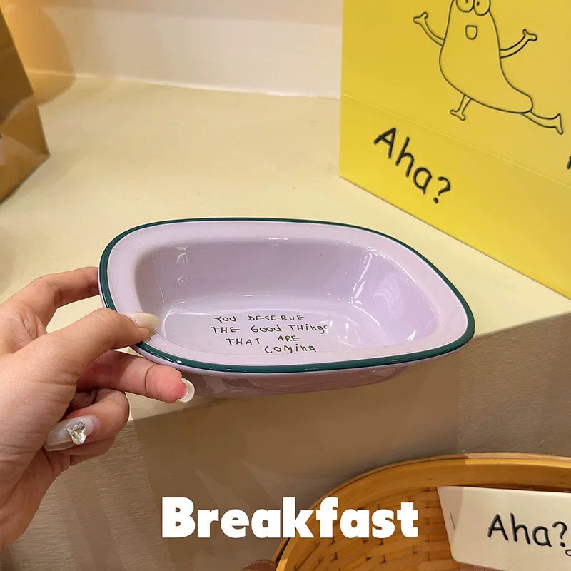 Pastel Colors Ceramic Breakfast Plate, 8-Inch