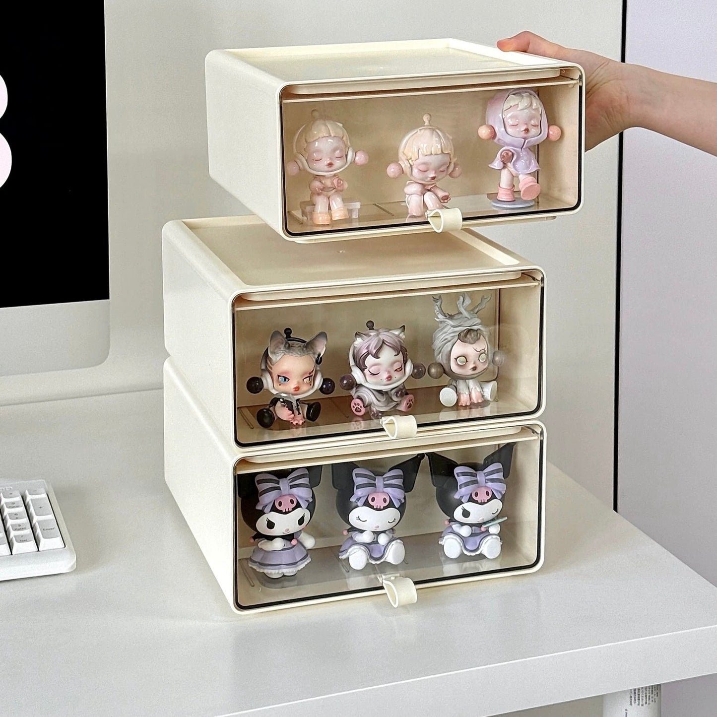 Cute Blind Box Display Drawer – Stackable Organizer for Pop Mart & Collectible Figurines