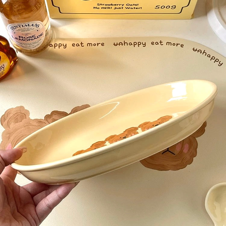 Emo Bear Oval Ceramic Plate, 10-Inch