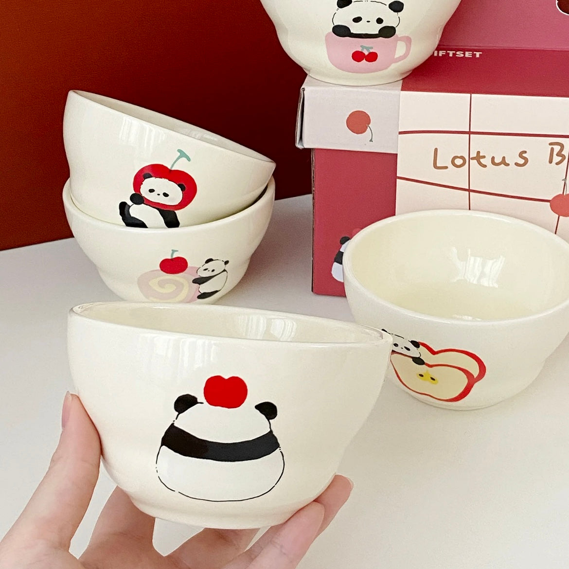 Lucky Panda Ceramic Bowl Gift Set - Set of 5