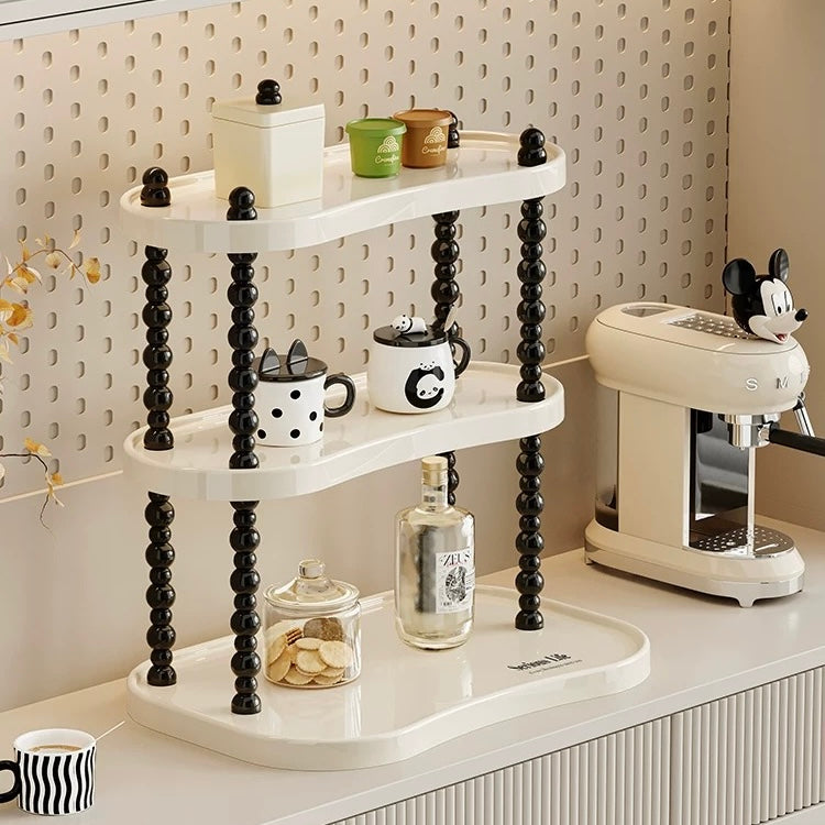 Creamy Style Desktop Storage Rack - Multi-Layer | Ideal for Organizing Cups and Cosmetics
