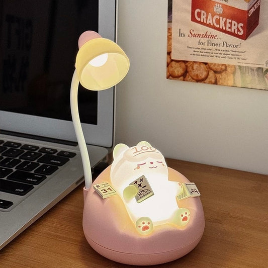Adorable Sleeping Cat Night Light – USB Rechargeable, Adjustable Mini Desk Lamp