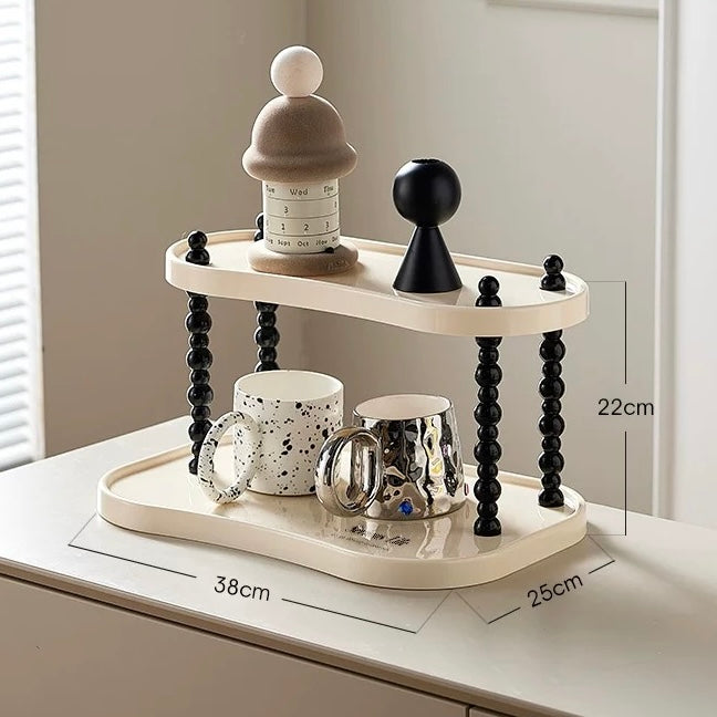 Creamy Style Desktop Storage Rack - Multi-Layer | Ideal for Organizing Cups and Cosmetics